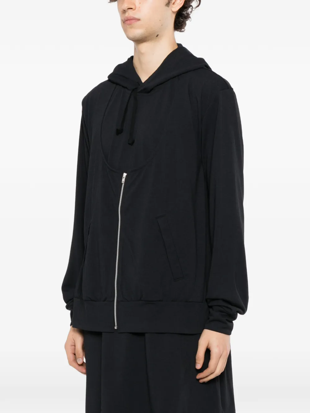 Comme des Garçons Homme Plus Gelaagde hoodie met rits Zwart