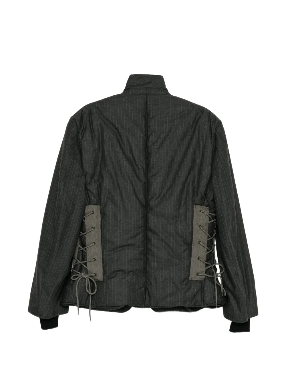 Junya Watanabe MAN pinstripe-pattern padded military jacket Grijs