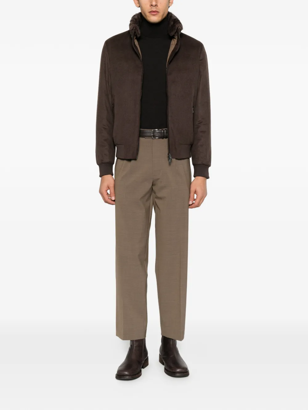 ON THE BUND faux-fur collar bomber jacket Bruin
