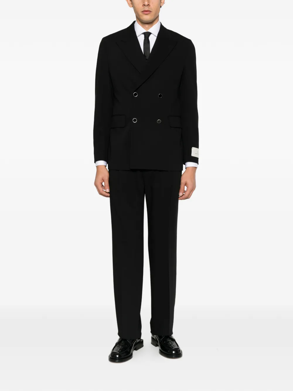 Mood double-breasted peak-lapel suit - Nero