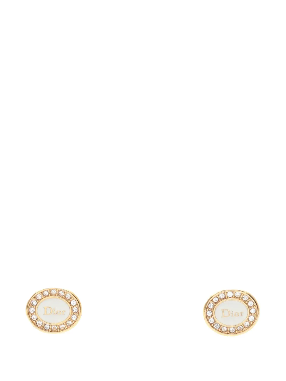 Christian Dior Pre-Owned 2021-2026 Gold Plated Strass Dior Core Push Back Earrings costume earrings - Oro