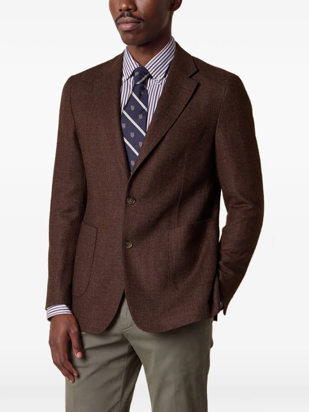 Brooks Brothers single-breasted slub-texture blazer Bruin