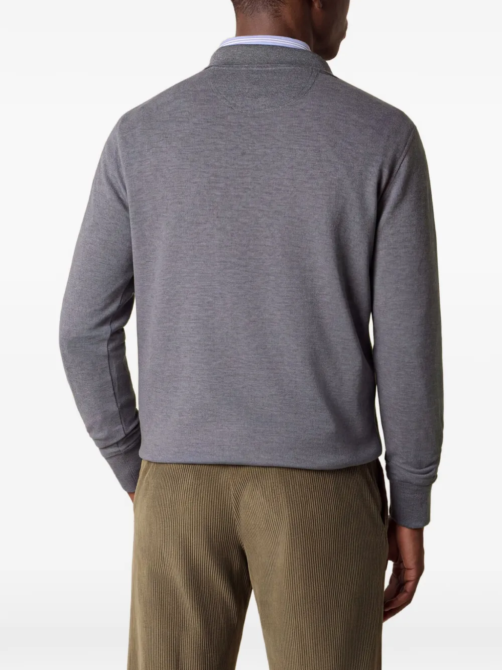 Brooks Brothers logo-embroidered long-sleeve polo shirt Grijs