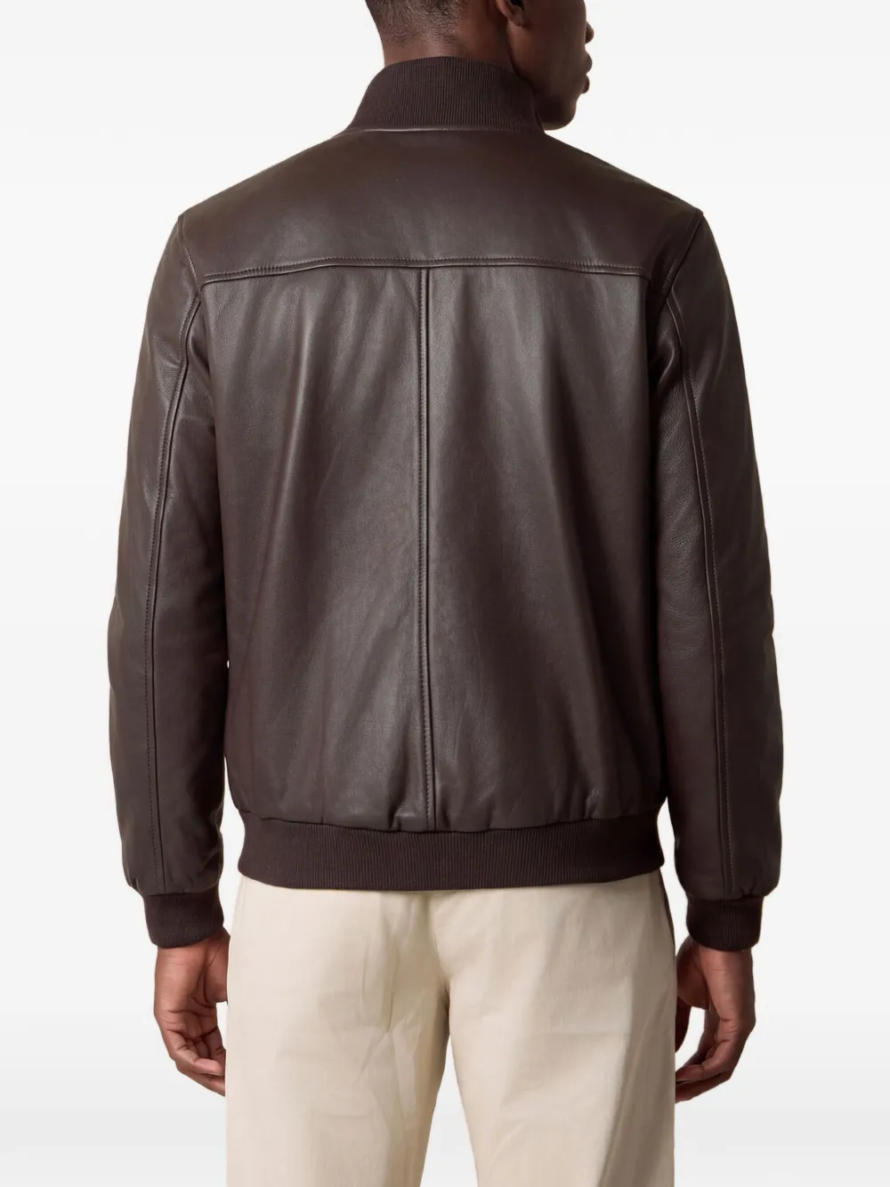 Brooks Brothers knit-collar leather jacket Bruin