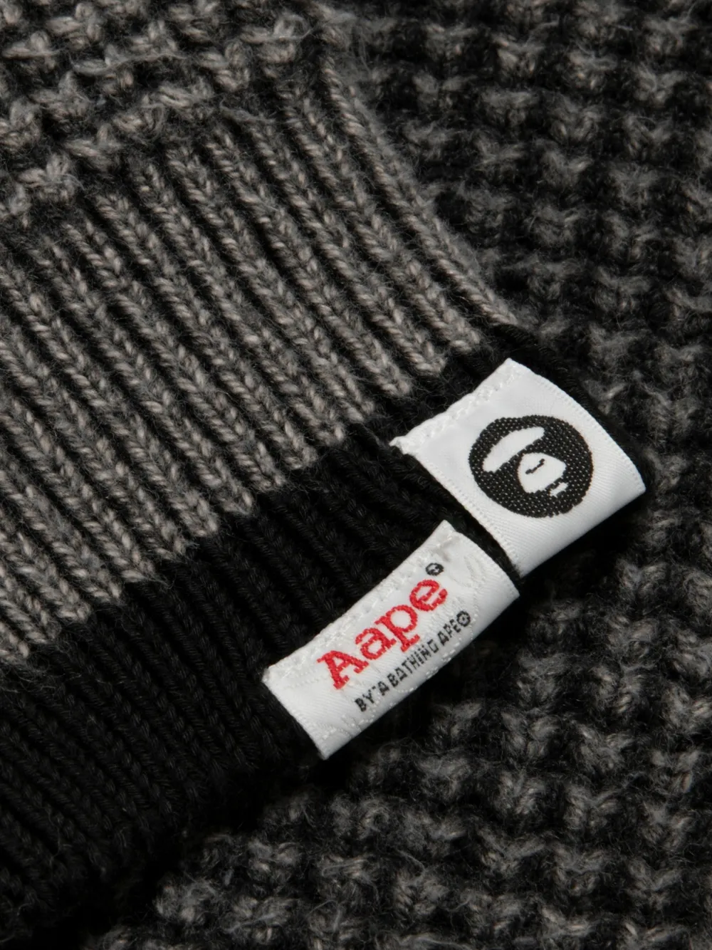 AAPE BY *A BATHING APE Wafelgebreide trui met logopatch Zwart