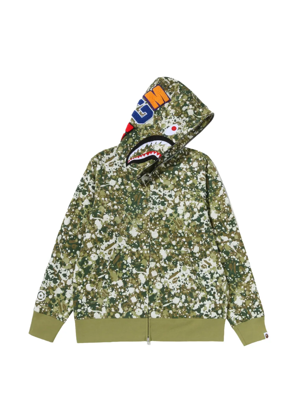 A BATHING APE Splash Camo Shark full-zip hoodie Groen