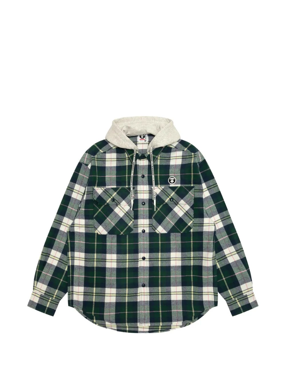 AAPE BY *A BATHING APE check-pattern hooded shirt Groen