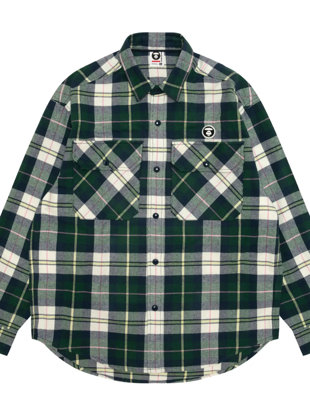 AAPE BY *A BATHING APE check-pattern hooded shirt Groen