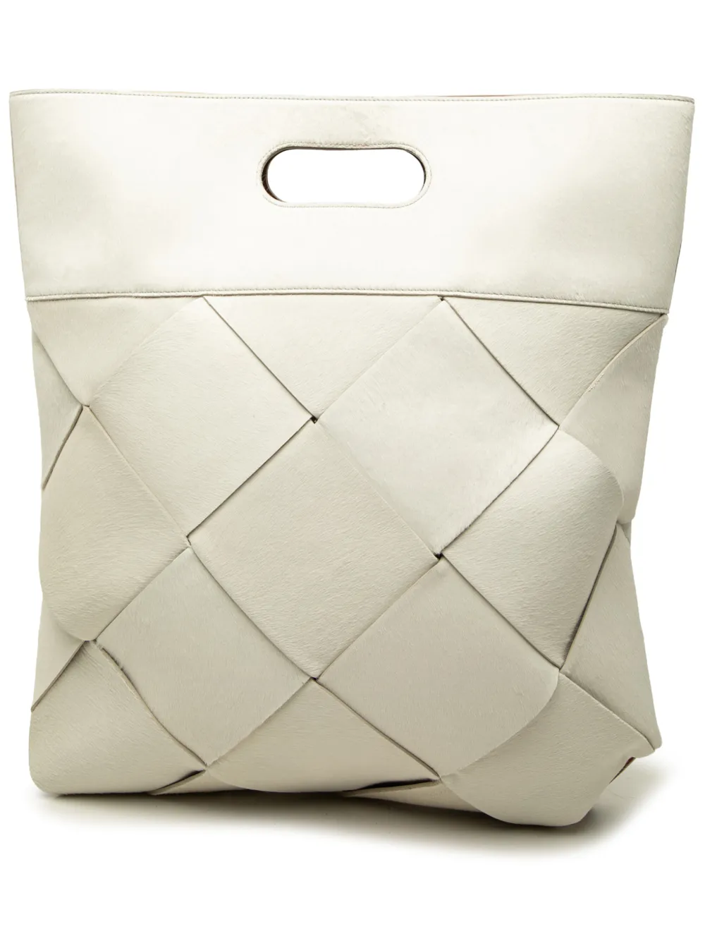 Bottega Veneta Pre-Owned 2012-2026 Medium Pony Hair Maxi Intrecciato Slip tote bag - White