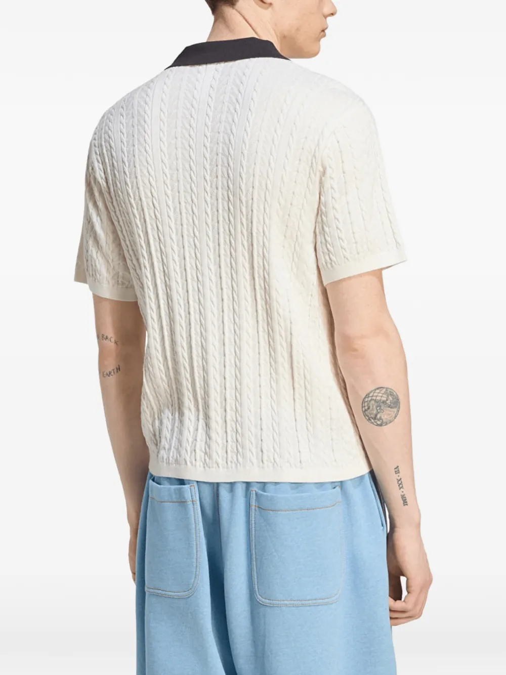 adidas Cable knit football T-shirt Beige