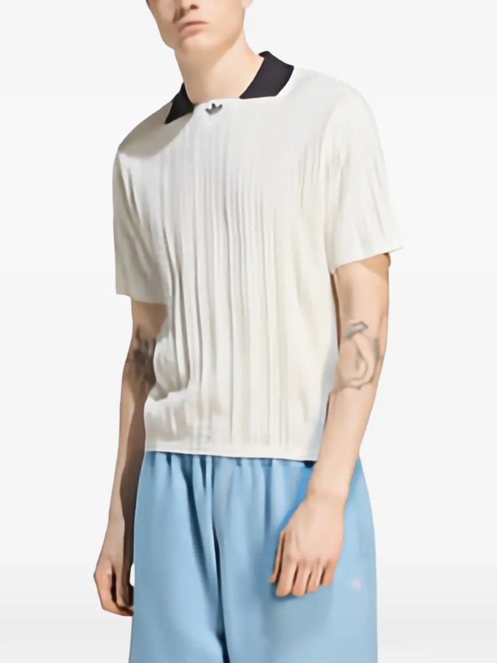 adidas Cable knit football T-shirt Beige