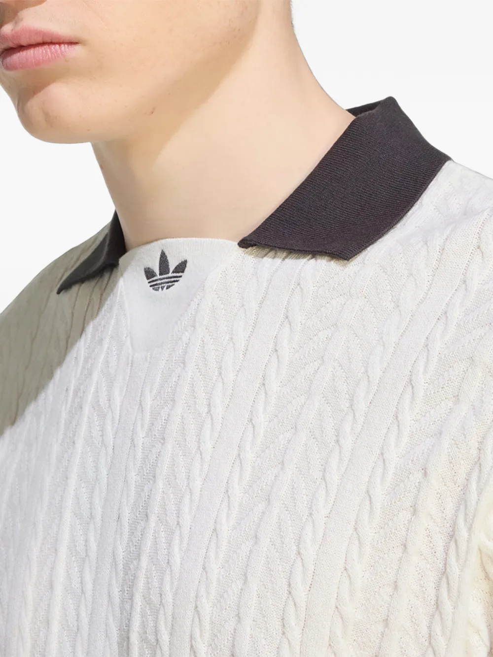 adidas Cable knit football T-shirt Beige