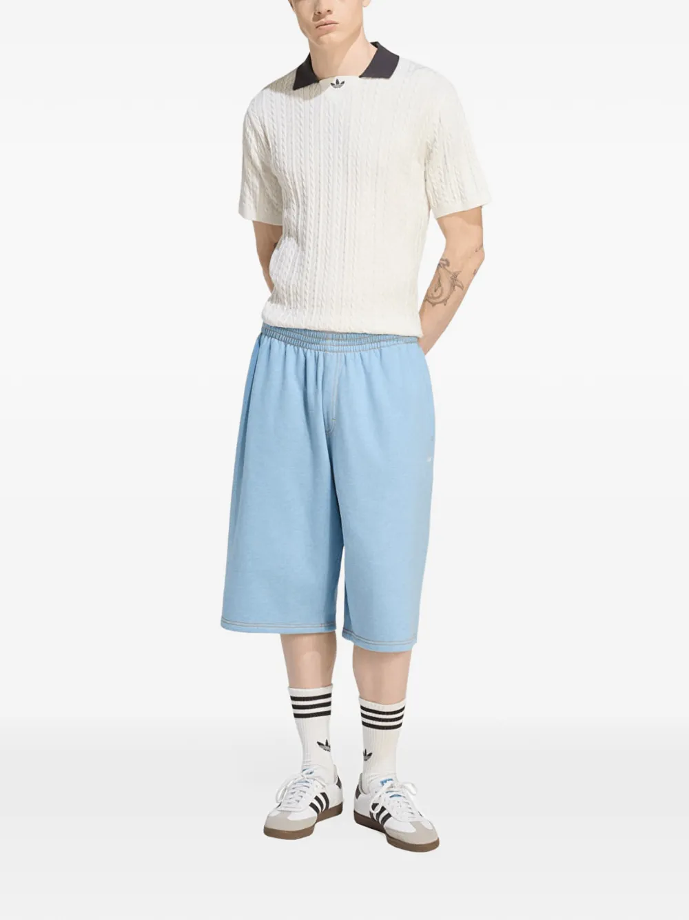 adidas Cable knit football T-shirt Beige