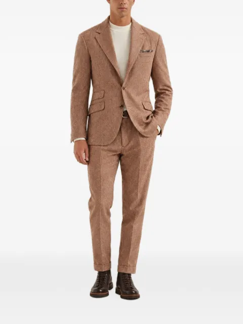 Brunello Cucinelli herringbone single-breasted suit