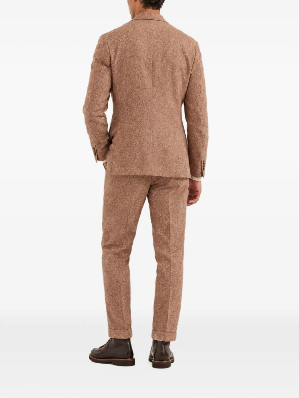 Brunello Cucinelli herringbone single-breasted suit Bruin