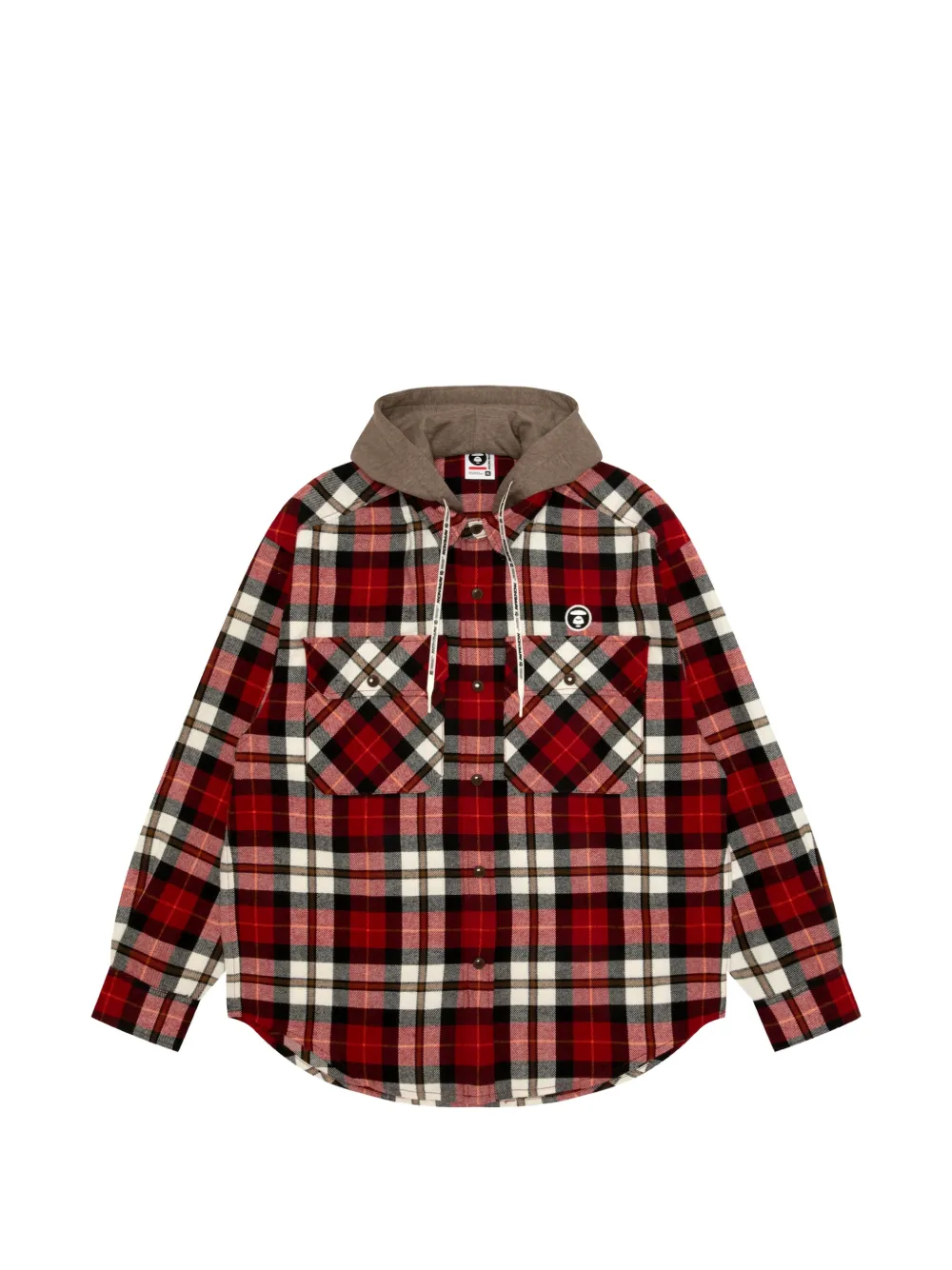 AAPE BY *A BATHING APE check-print hooded shirt Rood
