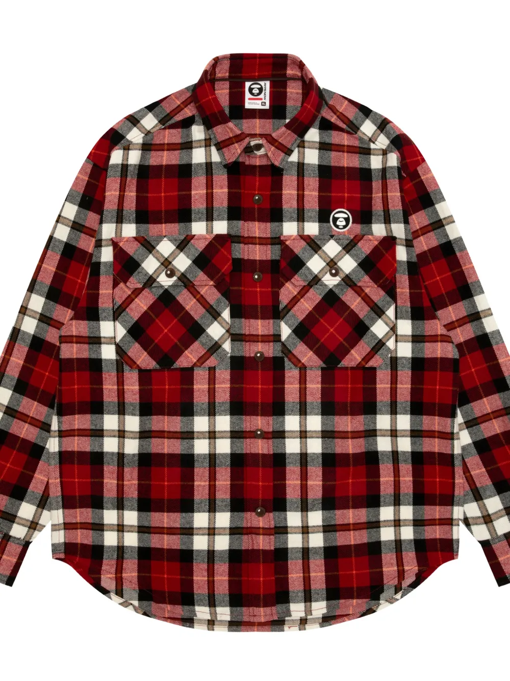 AAPE BY *A BATHING APE check-print hooded shirt Rood