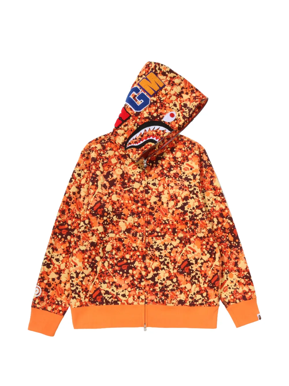 A BATHING APE Splash Camo Shark full-zip hoodie Oranje