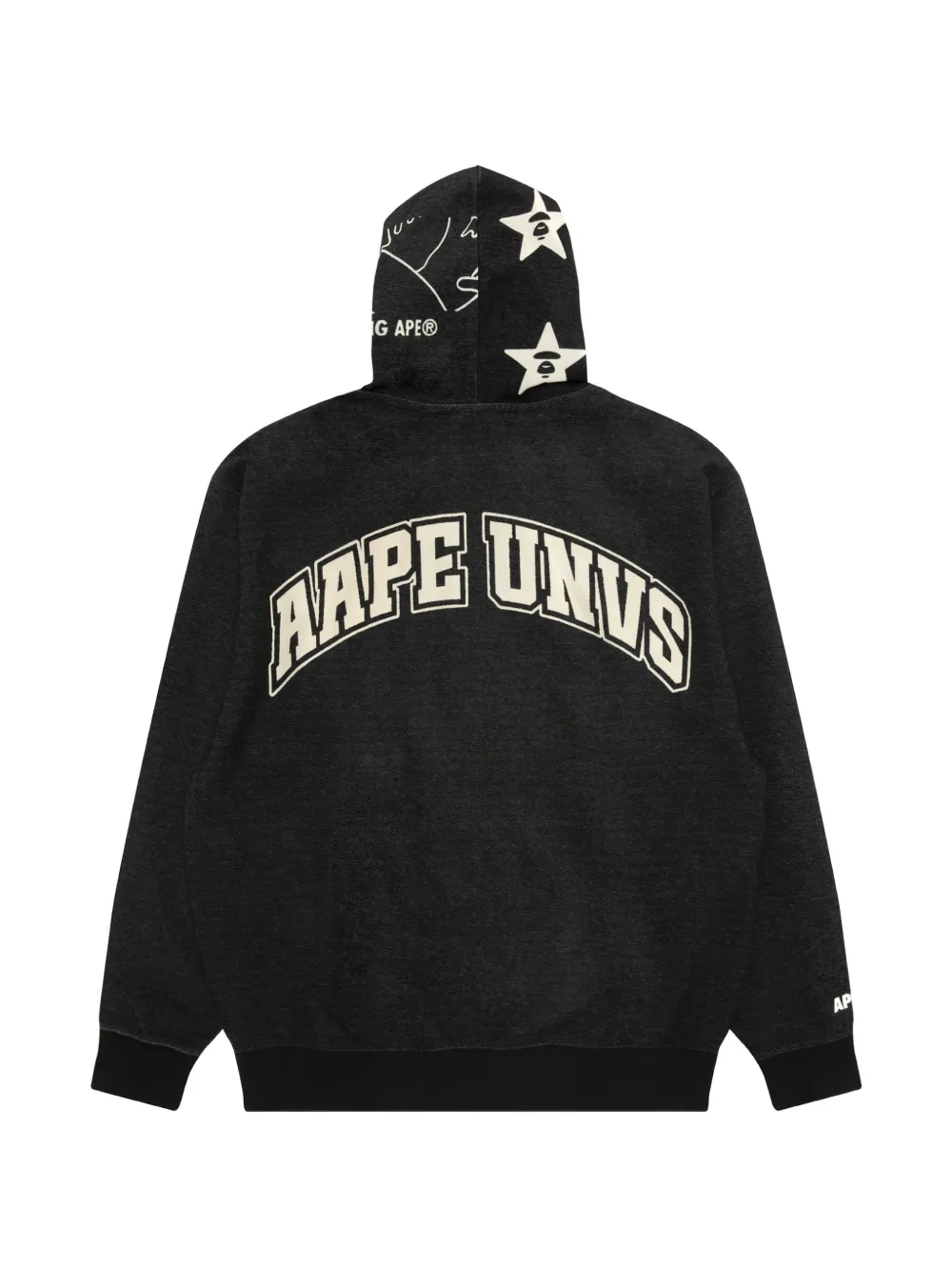 AAPE BY *A BATHING APE Star hoodie met logo-print en rits Zwart