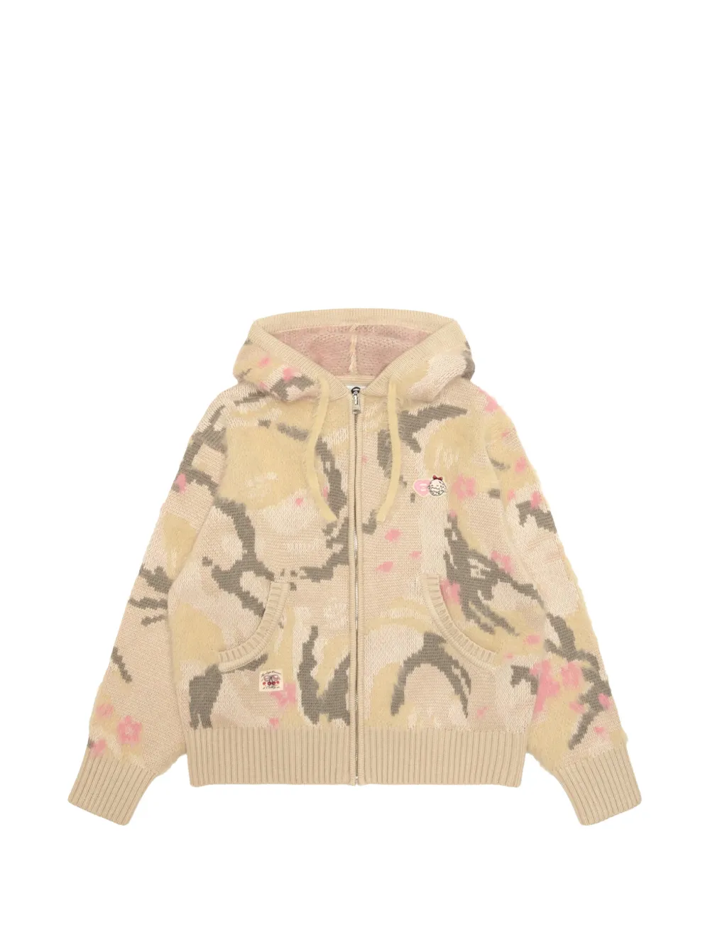 AAPE BY *A BATHING APE camouflage-pattern zip-fastening cardigan Beige