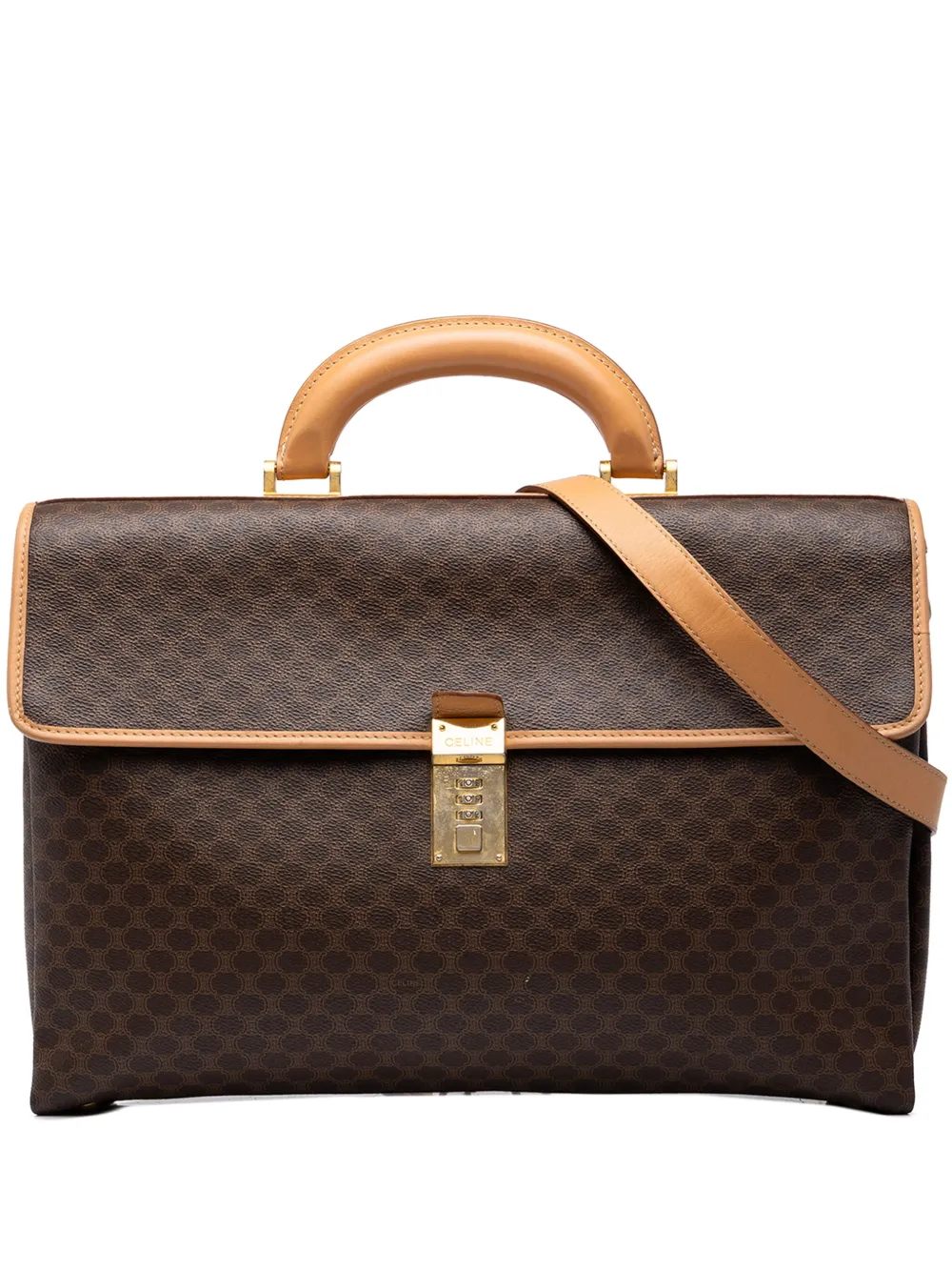 Celine Pre-Owned 2014 Macadam Coated Canvas business bag - Braun