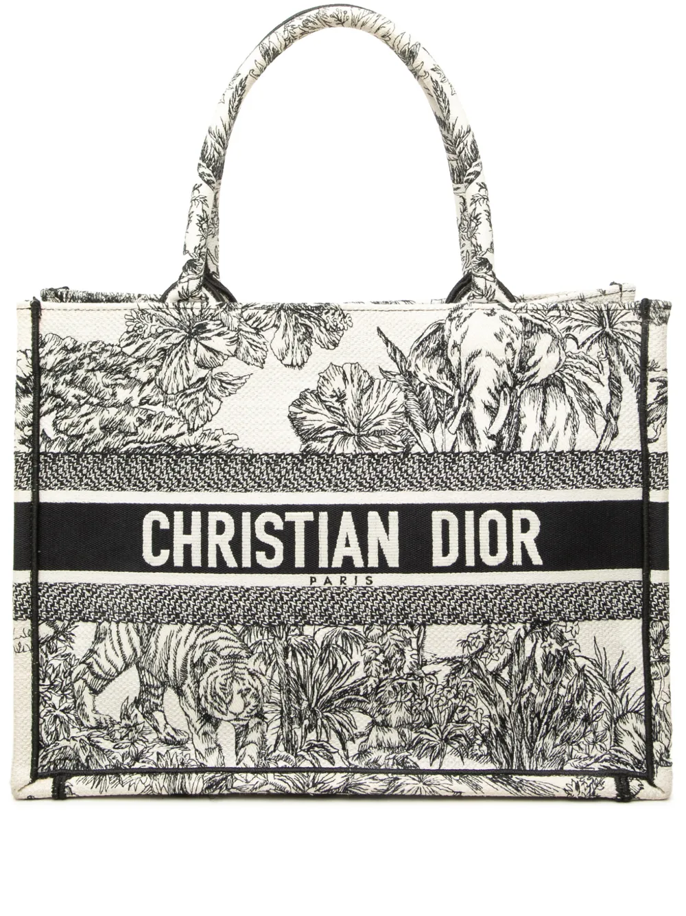 Christian Dior Pre-Owned 2023 Medium Embroidered Canvas Toile De Jouy Book tote bag - Bianco