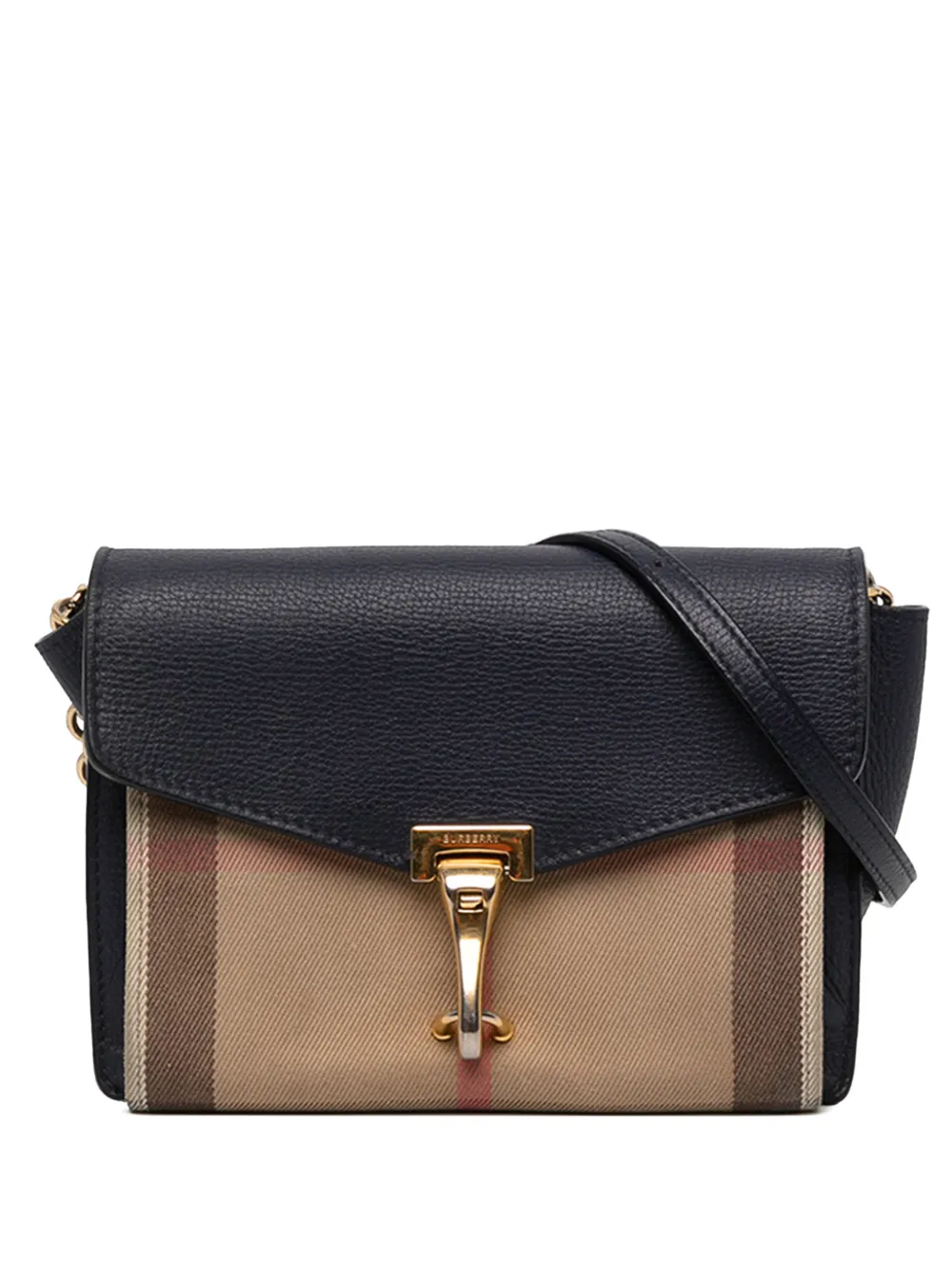 Burberry Pre-Owned 2000-2017 Small Leather and House Check Canvas Derby Macken crossbody bag - Nero