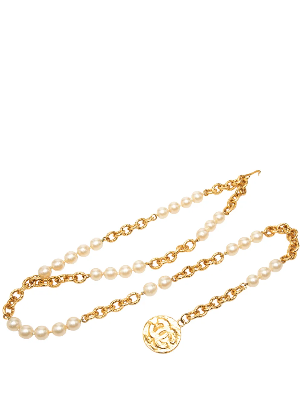 CHANEL Pre-Owned 20th Century CC Gold Plated and Faux Pearls Chain belt - Weiß