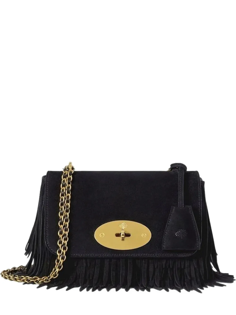 Mulberry Lily fringed suede shoulder bag Zwart