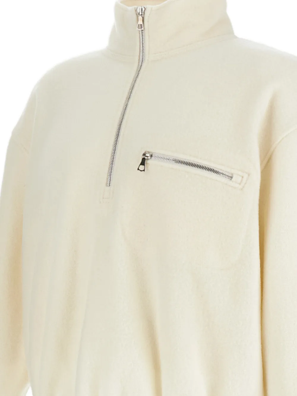 Rier high-neck wool fleece sweater Beige