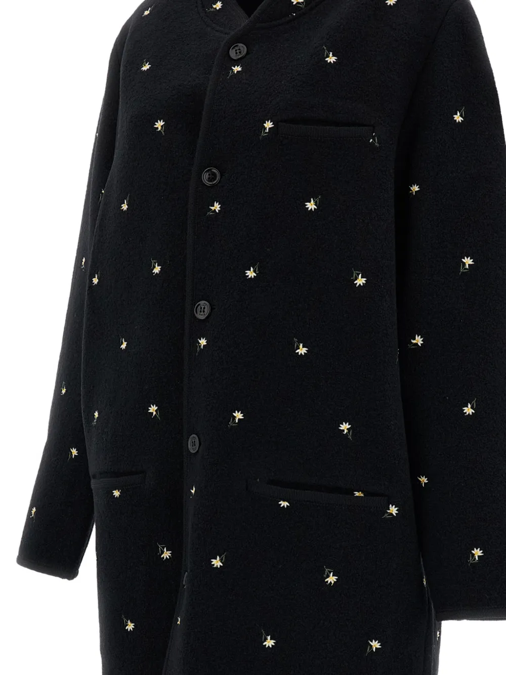 Rier Walker floral-embroidered wool coat Zwart