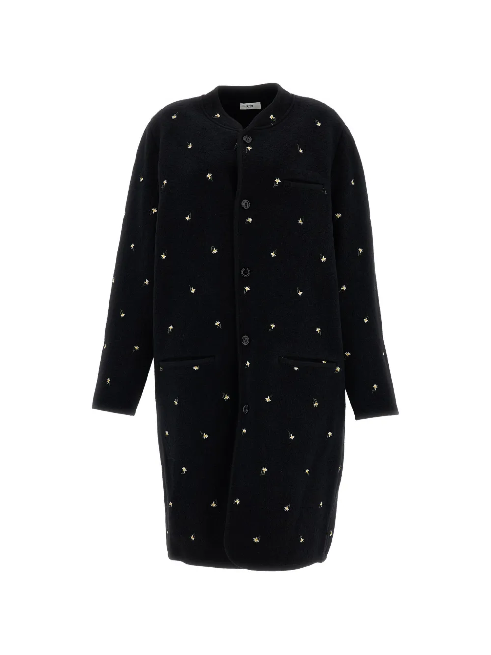 Rier Walker floral-embroidered wool coat Zwart