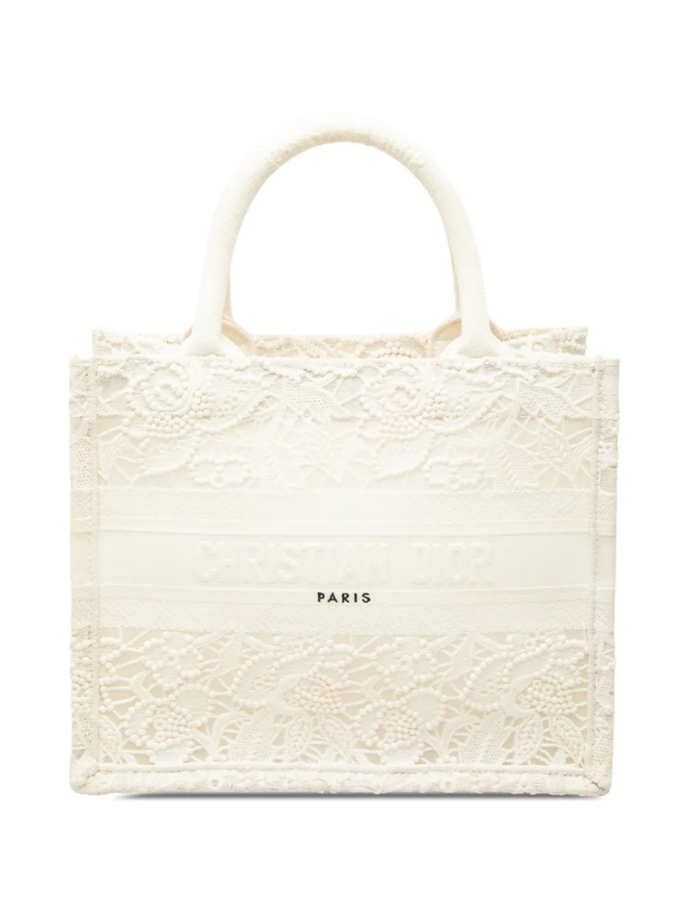 Christian Dior Pre-Owned 2022 Small Embroidered Mesh Macrame Book tote bag - Bianco