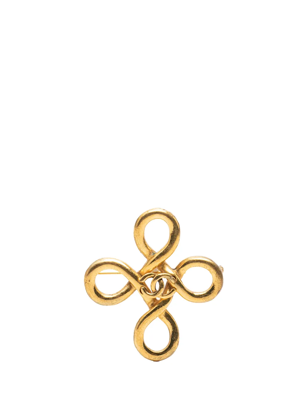 CHANEL Pre-Owned 1950-1970 CC Gold Plated Infinity Knot Pin Brooch costume brooch - Oro