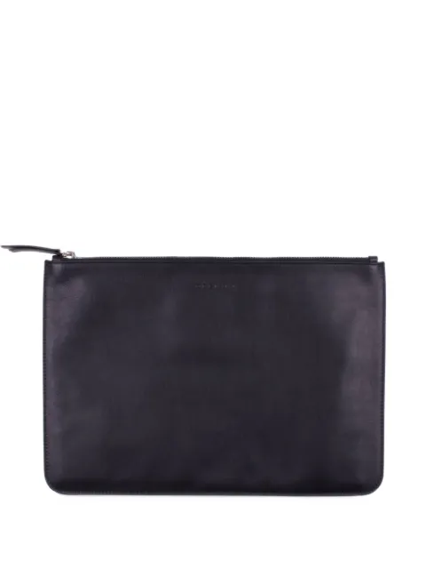 Orciani logo-embossed leather clutch bag