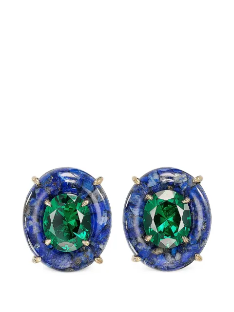 Anabela Chan Pebble emerald and lapis lazuli earrings
