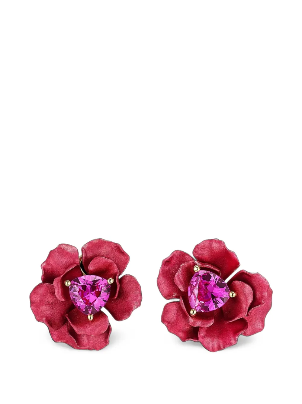 Anabela Chan Ruby Rose sapphire floral-motif earrings - Rosso