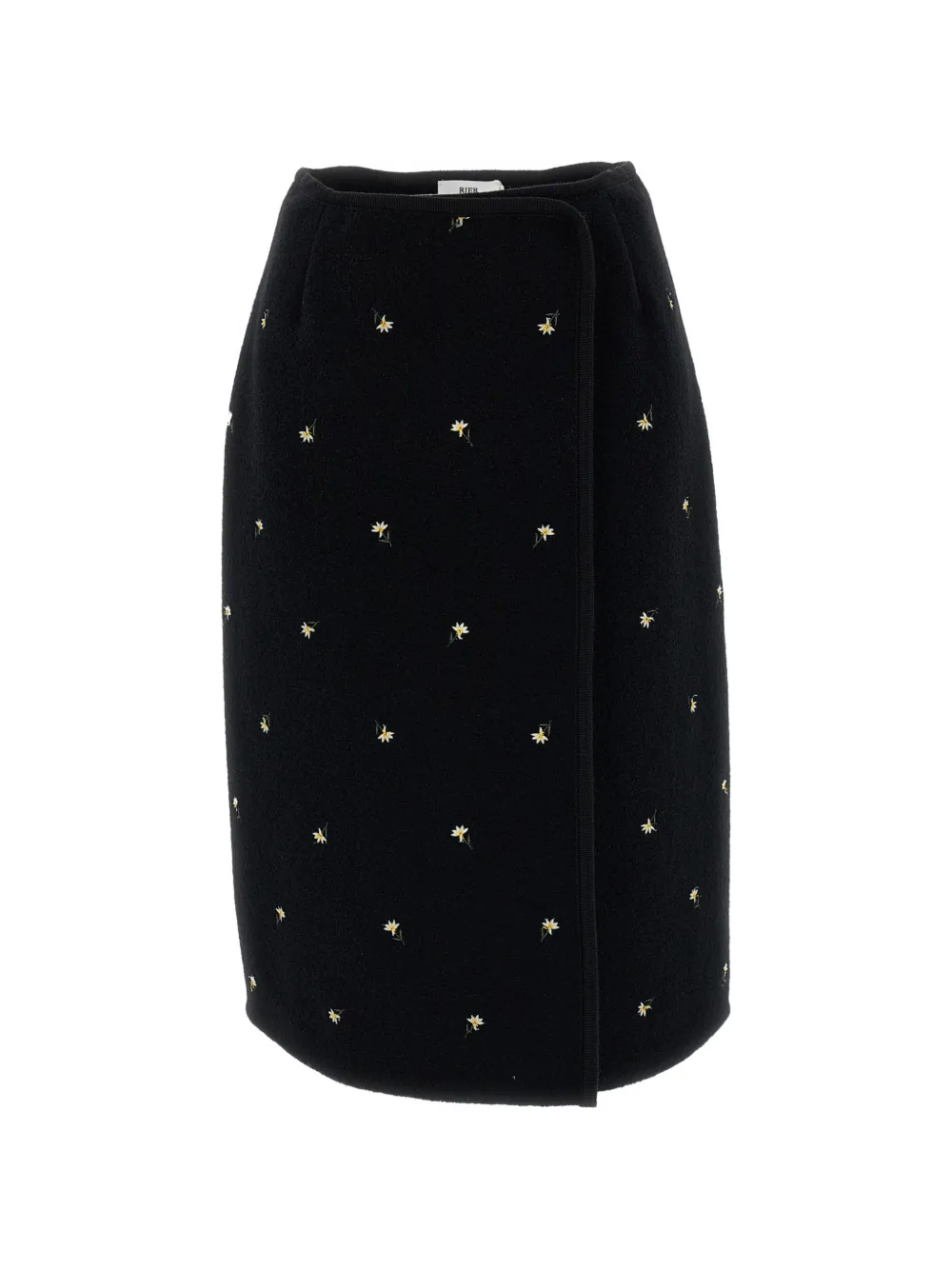 Rier Walker floral-embroidered wrap midi skirt Zwart