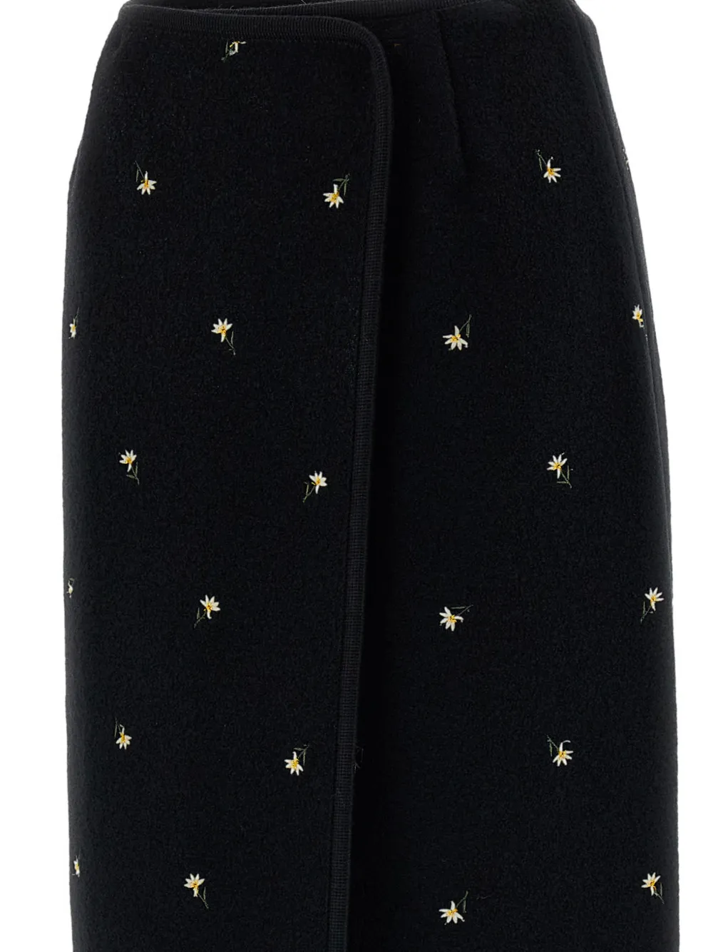 Rier Walker floral-embroidered wrap midi skirt Zwart