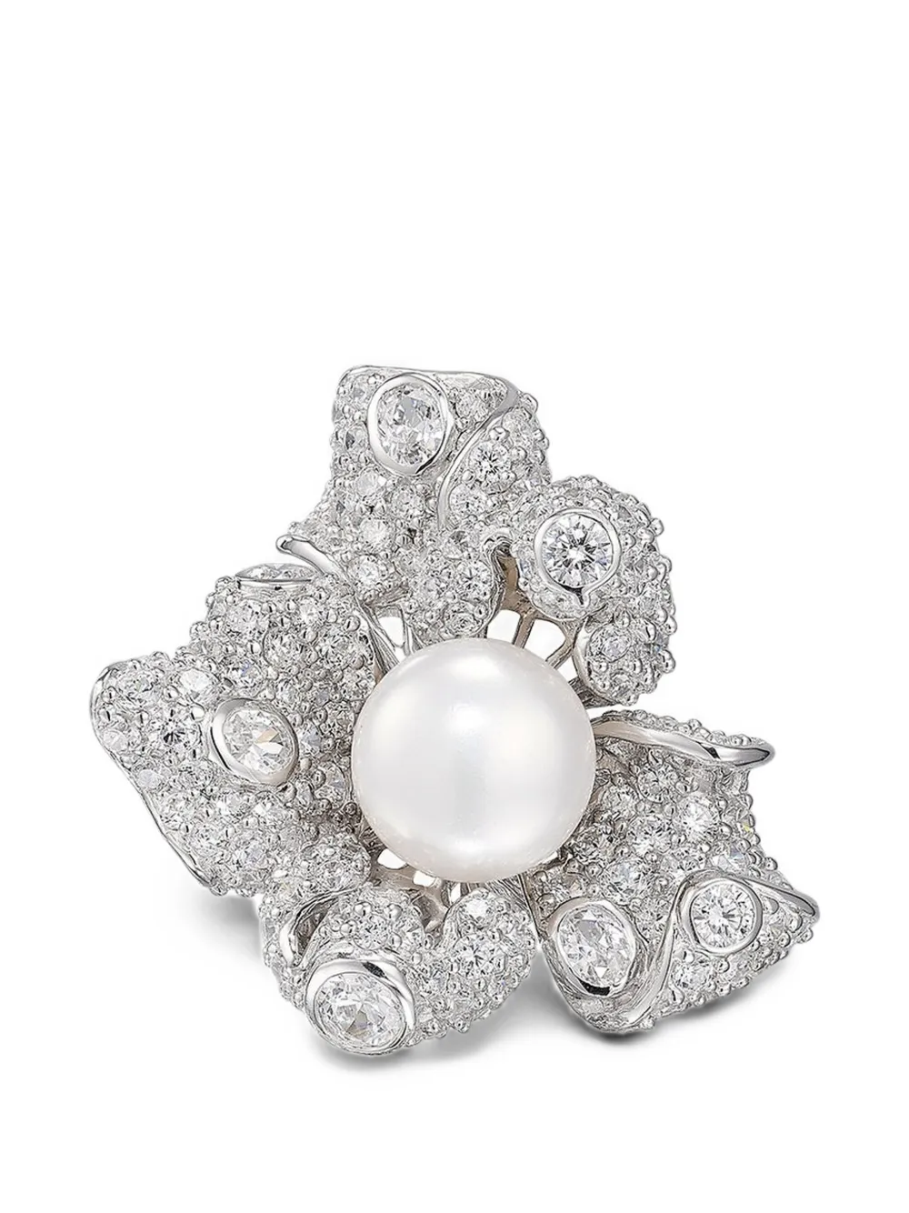 Anabela Chan Blossom pearl ring - Argento