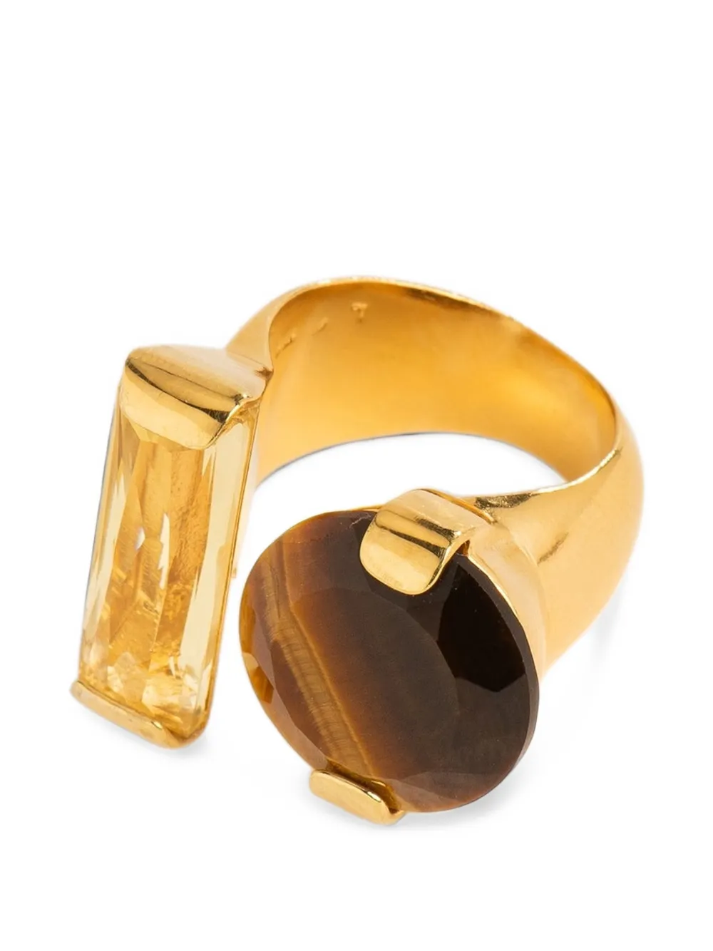 Wouters & Hendrix citrine and tiger's eye ring - Gold