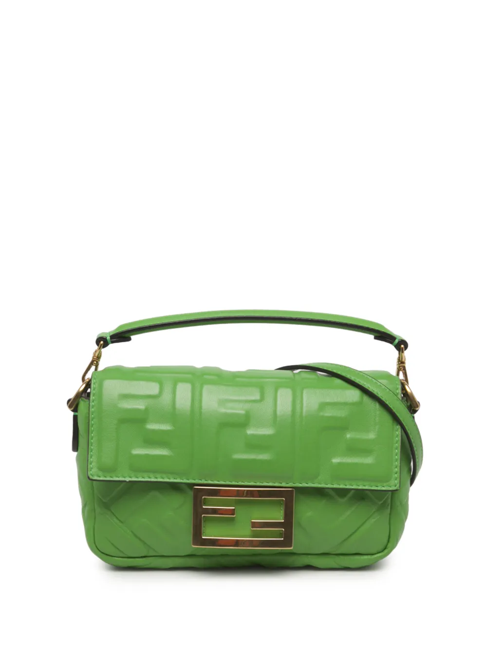Fendi Pre-Owned 2010-2026 Mini Zucca Embossed Leather Baguette satchel - Grün