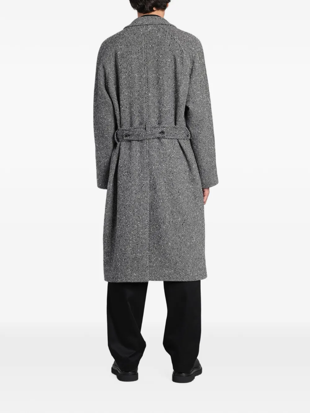 Paul Smith herringbone belted single-breasted coat Wit