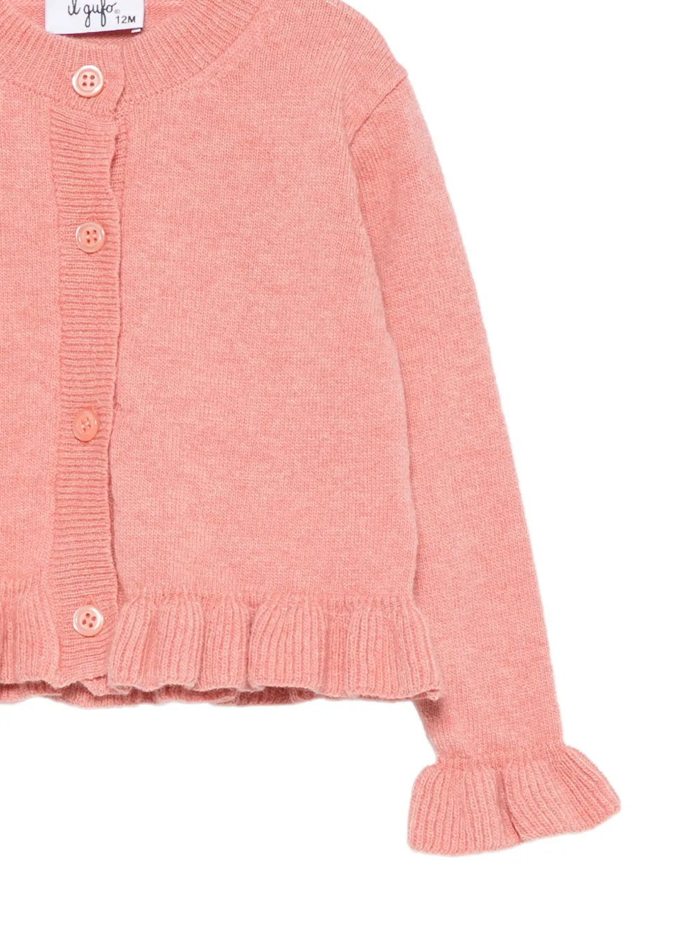 Il Gufo ruffle-trim button-up cardigan Roze