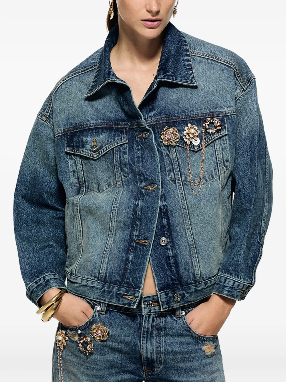 LIU JO jacket in denim with spille jewel Blauw