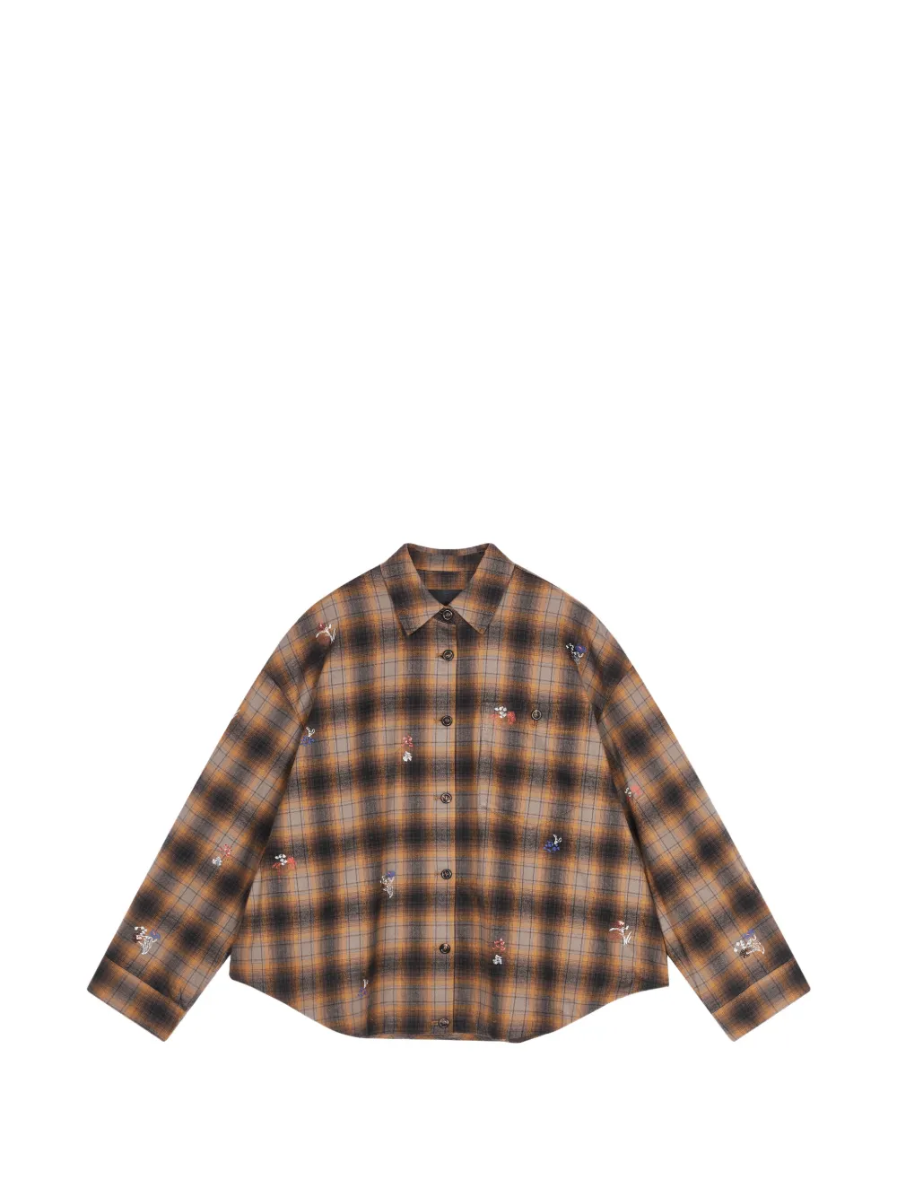 JNBY Camicia a quadri con ricamo - Marrone