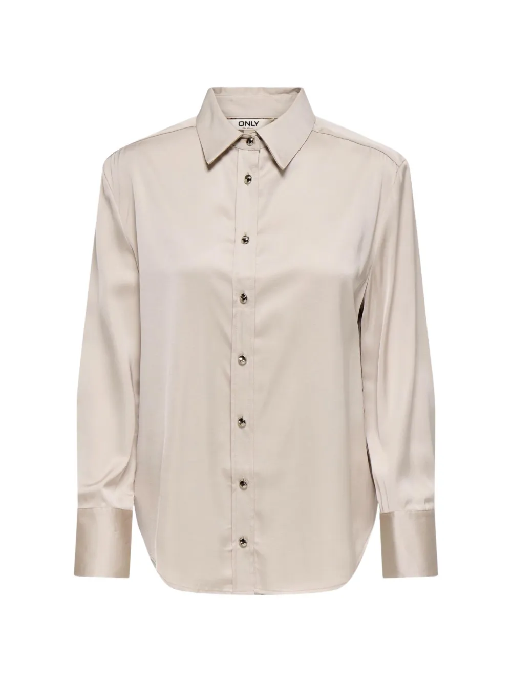 ONLY satin-finish long-sleeve shirt - Nude