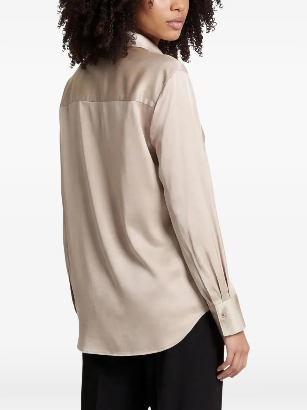 ONLY satin-finish long-sleeve shirt Beige