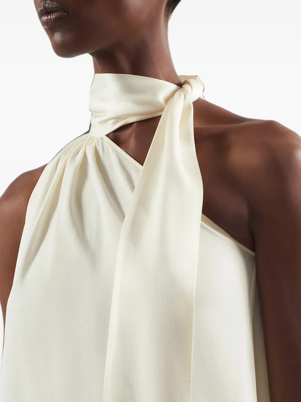 Taller Marmo Astor halterneck tie-fastening maxi dress Beige