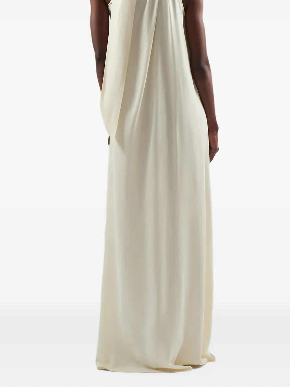 Taller Marmo Astor halterneck tie-fastening maxi dress Beige
